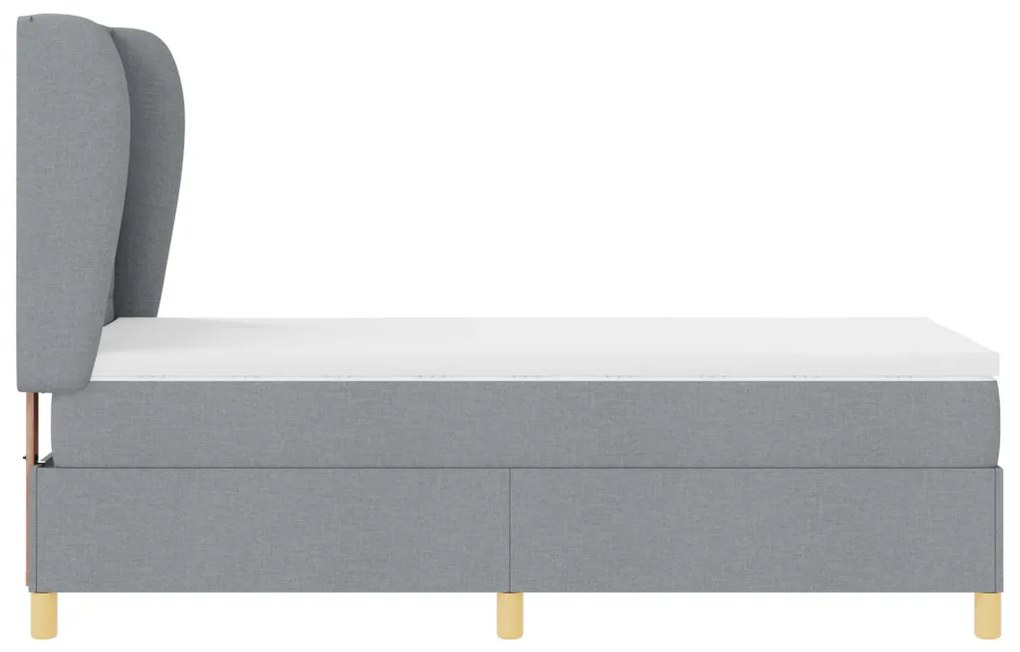 Boxspring Ágy Mattress-szel Világosszürkében, 100x200 cm Szövet