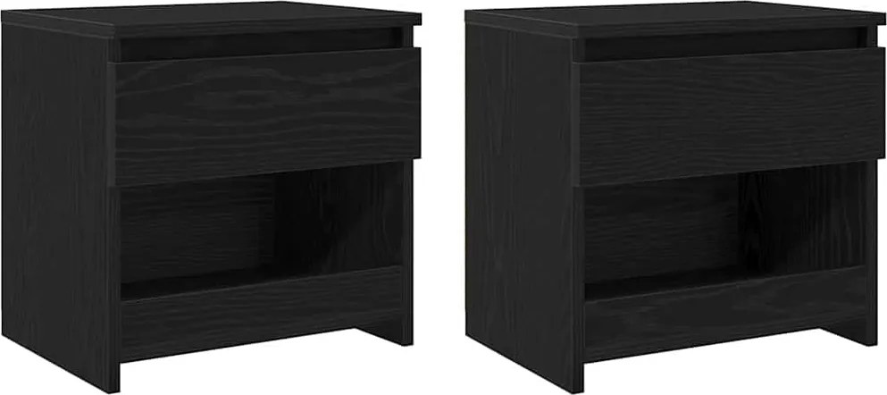 vidaXL Éjjeliszekrény 2 pcs Fekete tölgy 40 x 30 x 39 cm Faanyag