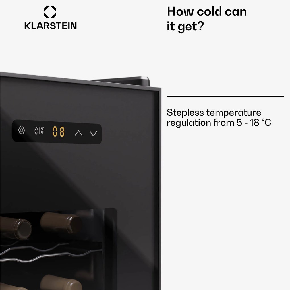 Klarstein Silent Vino 12 Uno, borhűtő, 31 l / 12 palack, 5-18 °C, érintős