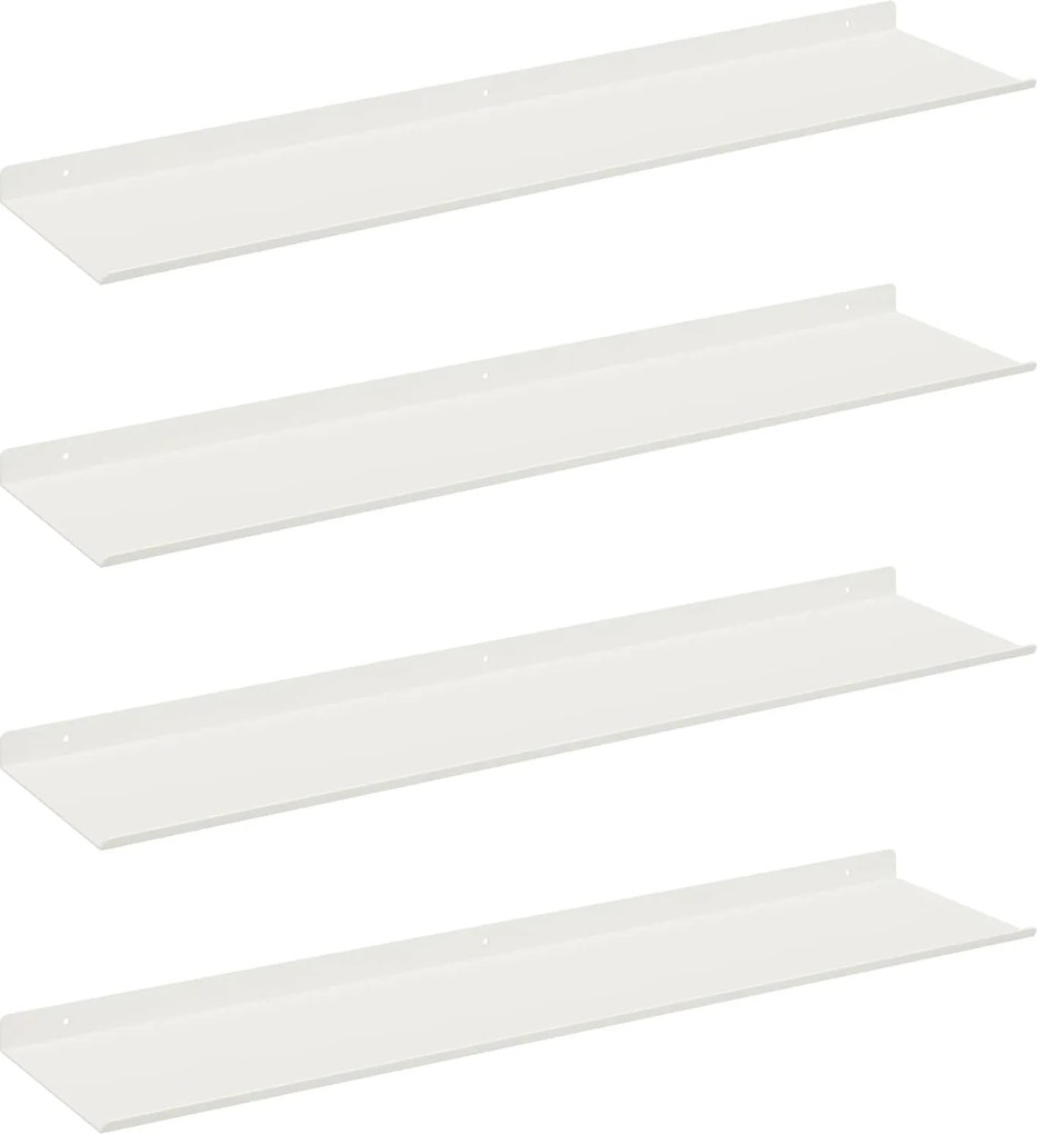vidaXL Lebegő polc Falra szerelhető 4 pcs Fehér 80 x 18 x 2,5 cm Acél