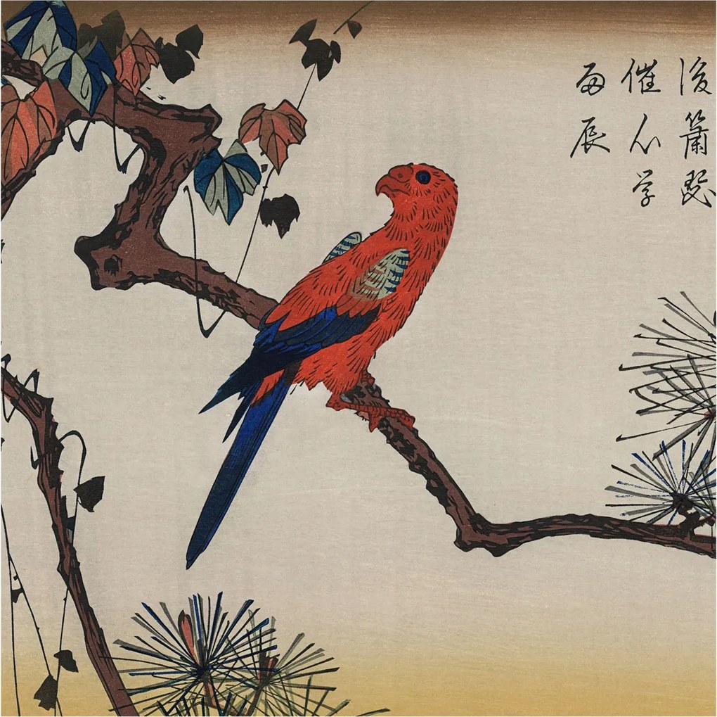 Divatos Flizelin tapéta 3D ragasztóval Fali madár az ágon 250x250 Ragasztó