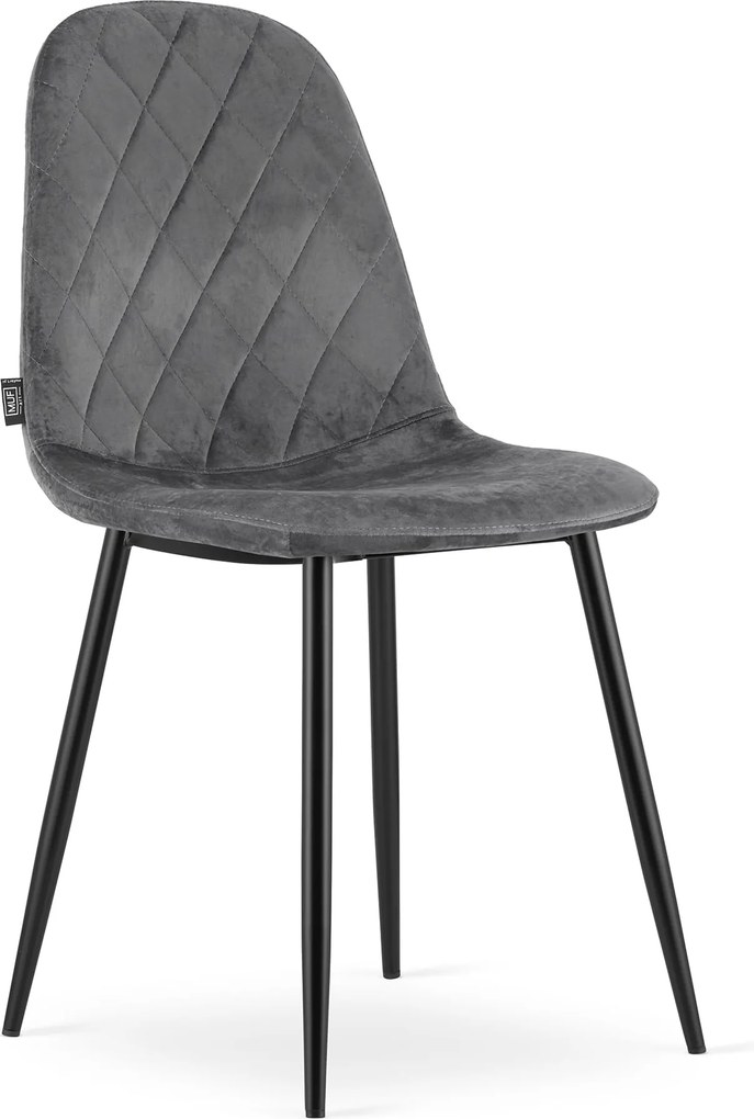 AKCIÓ Sötétszürke bársonyszék ASTI fekete lábakkal II. osztály