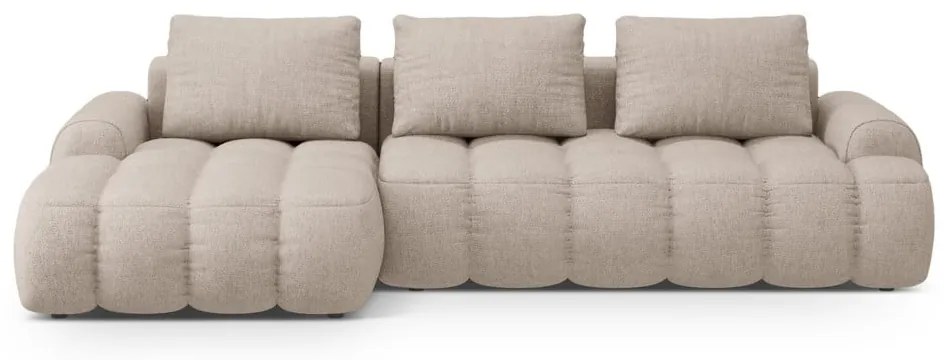 Világosbarna kinyitható-tárolóhelyes sarokkanapé (bal oldali-heverő résszel) Linz – Cosmopolitan Design