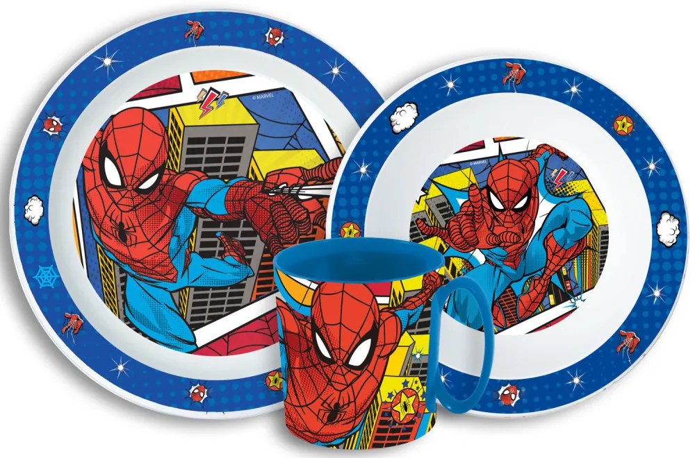 Pókember Grid étkészlet, micro műanyag szett bögrével 350 ml