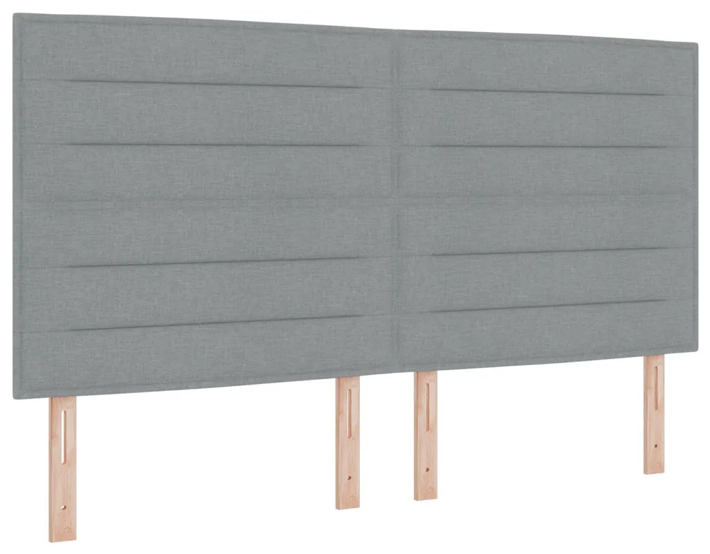 Boxspring Ágy Matrac &amp; LED Világosszürke 200x200 cm Szövet