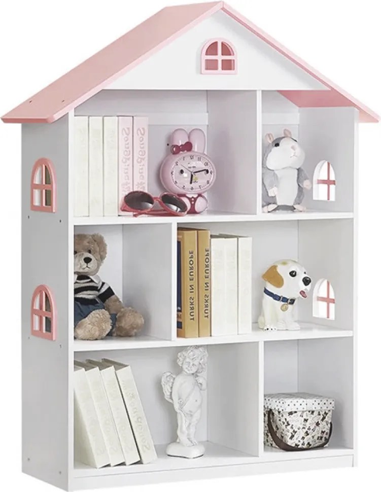 Gyerek könyvespolc, fehér/rózsaszín, MAISON TYP 1