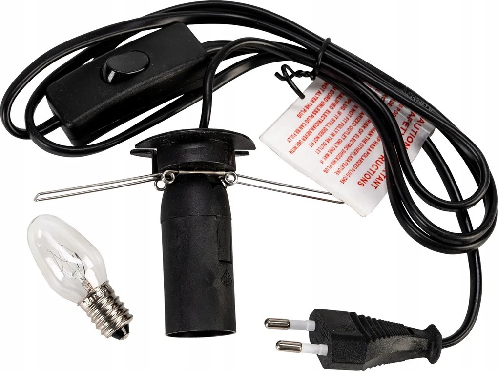 Tápkábel E14-es sólámpához 15W-os izzóval