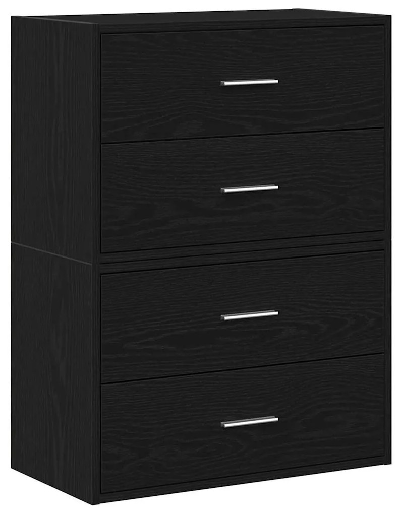 2 db fekete tölgy szerelt fa szekrény 2 fiókkal 60 x 31 x 40 cm