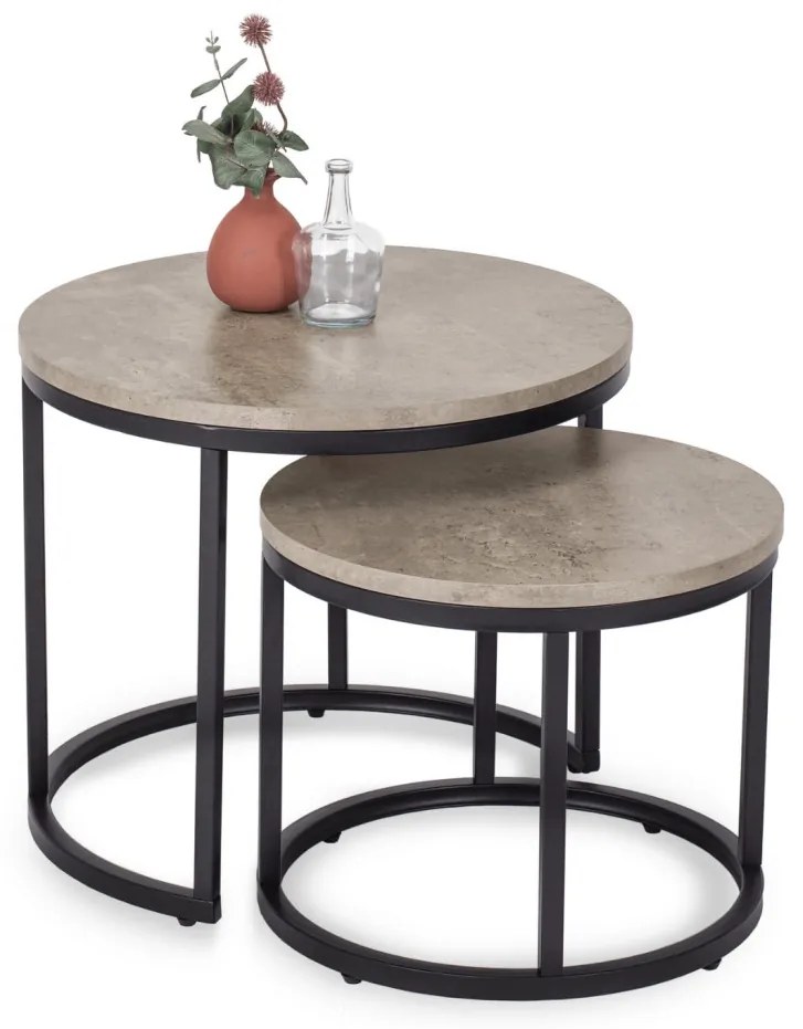 Dohányzóasztal szett szürke beton színben. ROCKY