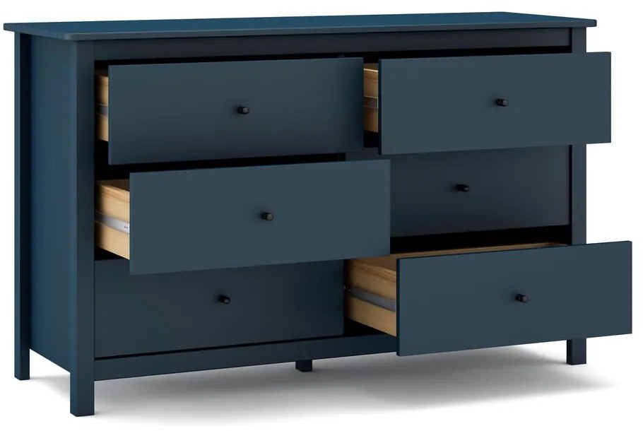 Sötétkék borovi fenyő alacsony komód 130x80 cm Misti – Marckeric