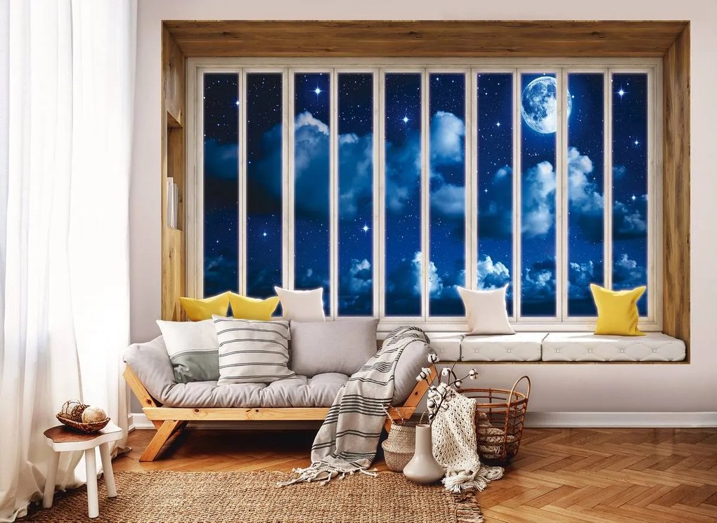 Fotótapéta - Éjszakai égbolt az ablakban (152,5x104 cm)