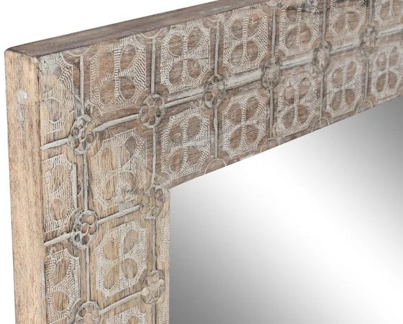 Antikolt fali tükör mangófa kerettel 76,5x3x122 cm