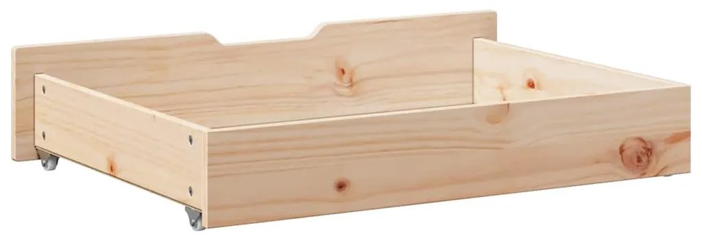 2 db tömör fenyőfa ágy alatti fiók kerekekkel 80 x 55 x 16 cm