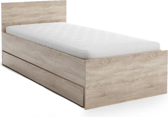 Ágy ELISA 90 x 200 cm, sonoma tölgy Ágyrács: Lamellás ágyrács, Matrac: Sommera 18 cm matrac