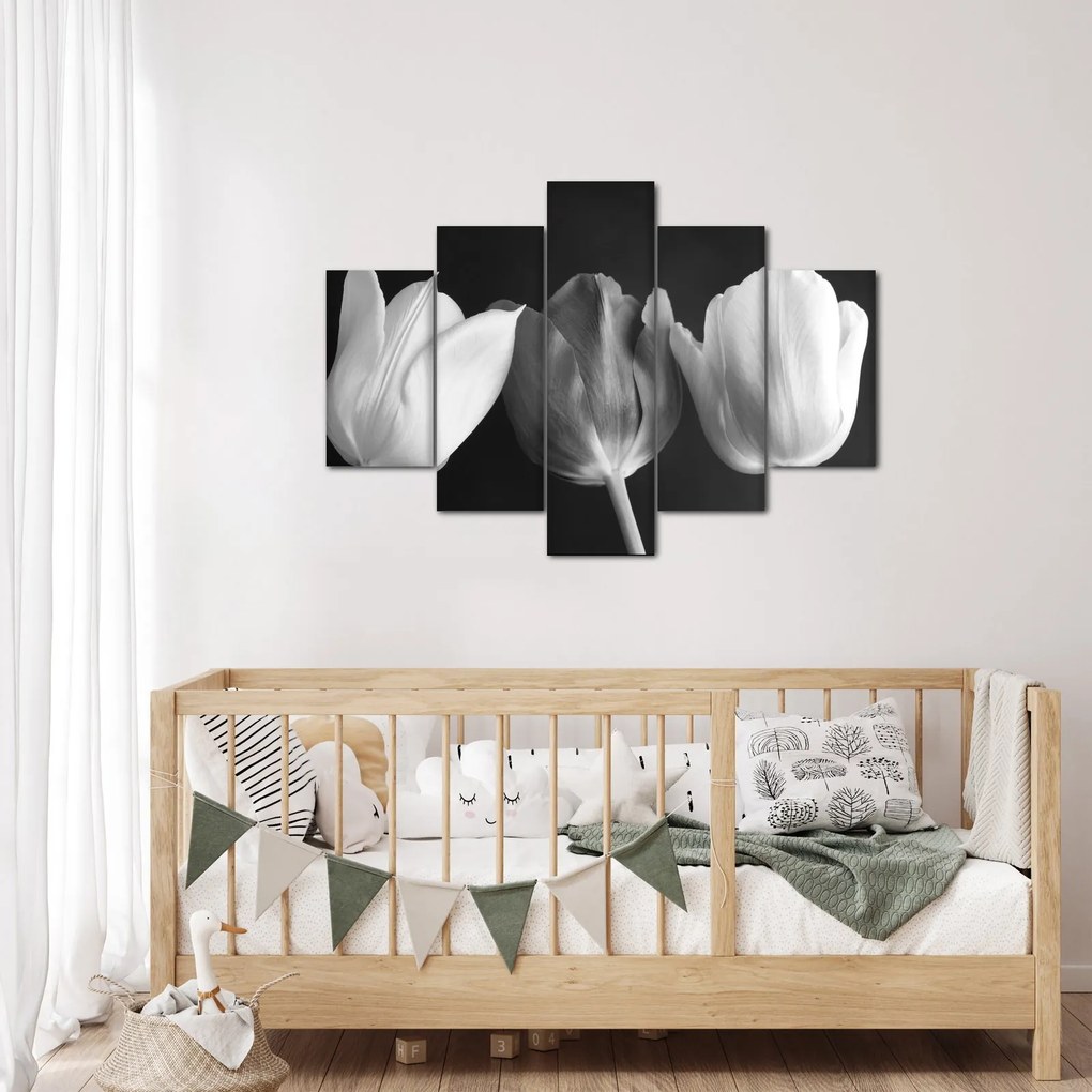 Kép - fekete-fehér tulipán virág (150x105 cm)
