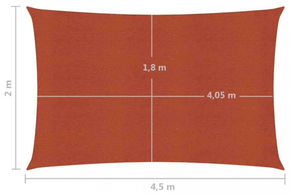 terrakotta HDPE napvitorla 160 g/m² 2 x 4,5 m