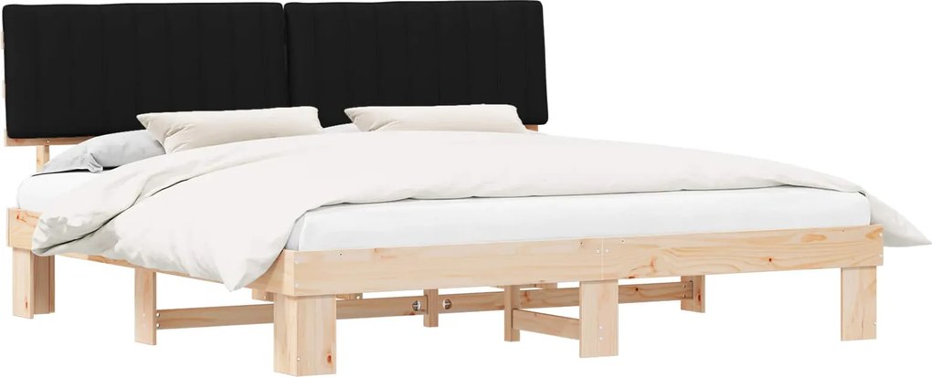 vidaXL Ágykeret Kárpitozott Fejtámlával Fekete 200 x 200 cm