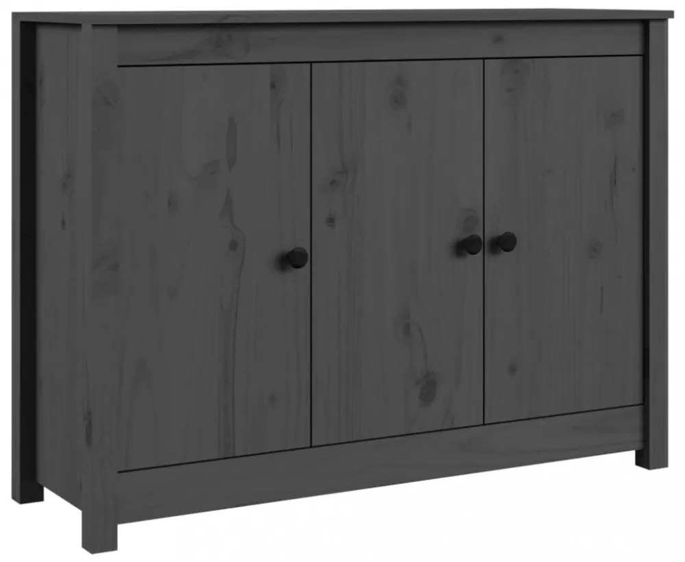 szürke tömör fenyőfa tálalószekrény 100 x 35 x 74 cm