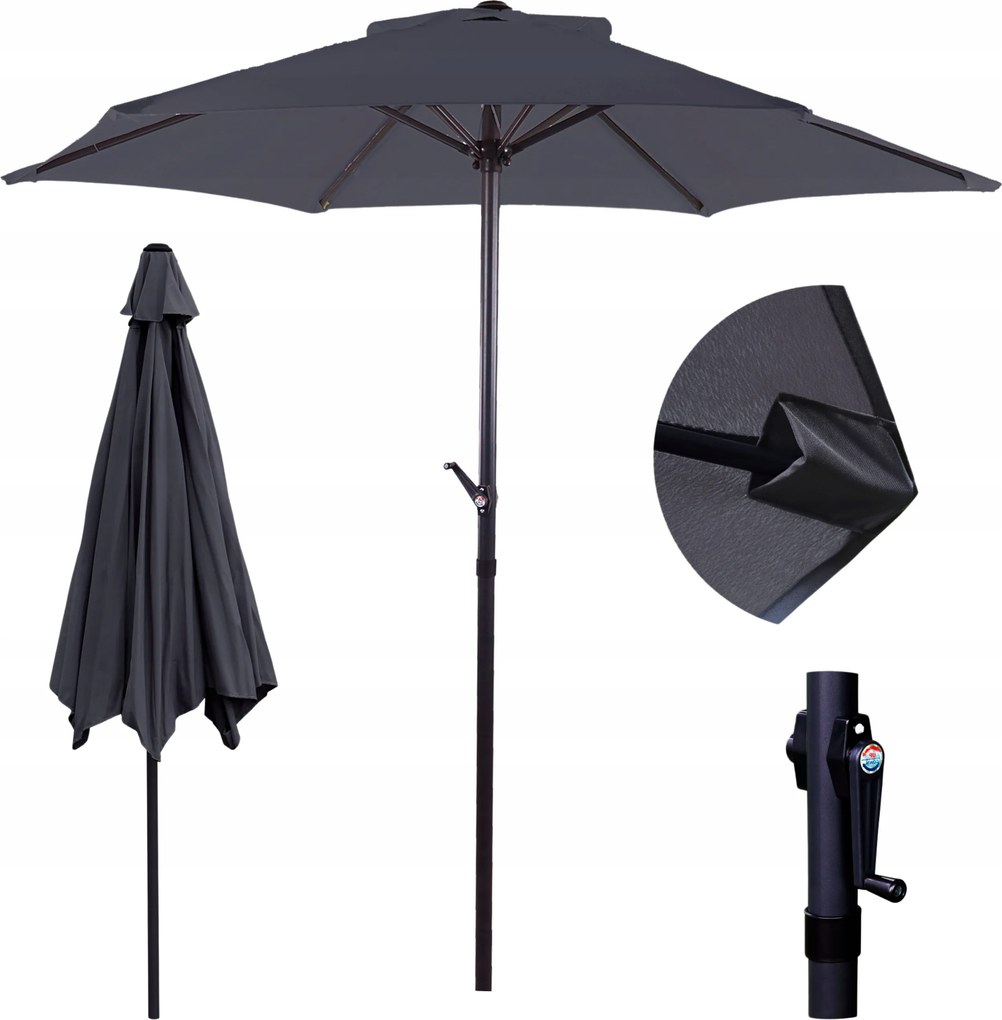 Összecsukható Nagy Kerti Napernyő 300Cm Terasz Erkély Sötét Szürke