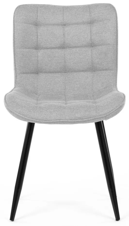 Scaun de sufragerie, material argintiu, picioare metalice negre