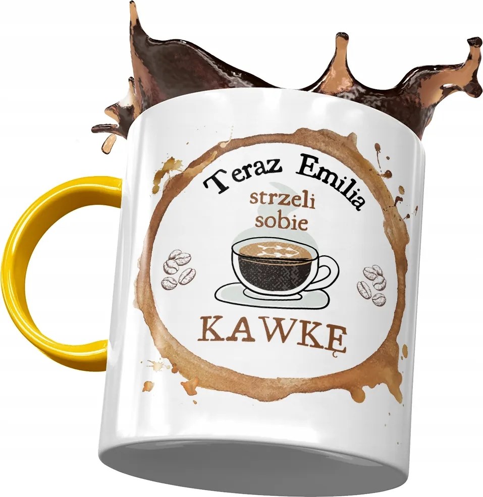 Sárga Bögre Emilia Barátnő Feleség Ajándék Nyomtatott Fotóval