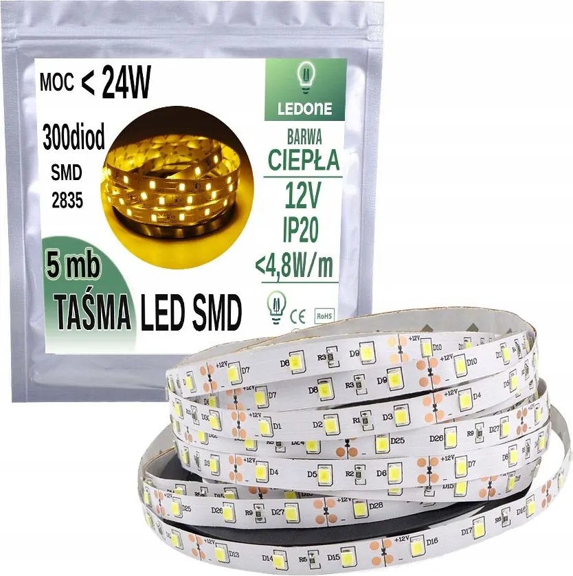 Led szalag 2835 300 IP20 5m meleg fehér