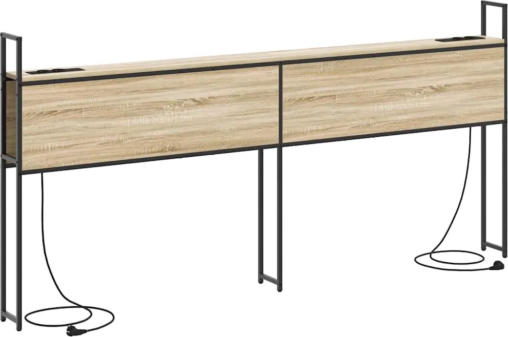 vidaXL Tárolós Fejtámla Töltő Állomással sonoma tölgy 203 x 15 x 98 cm