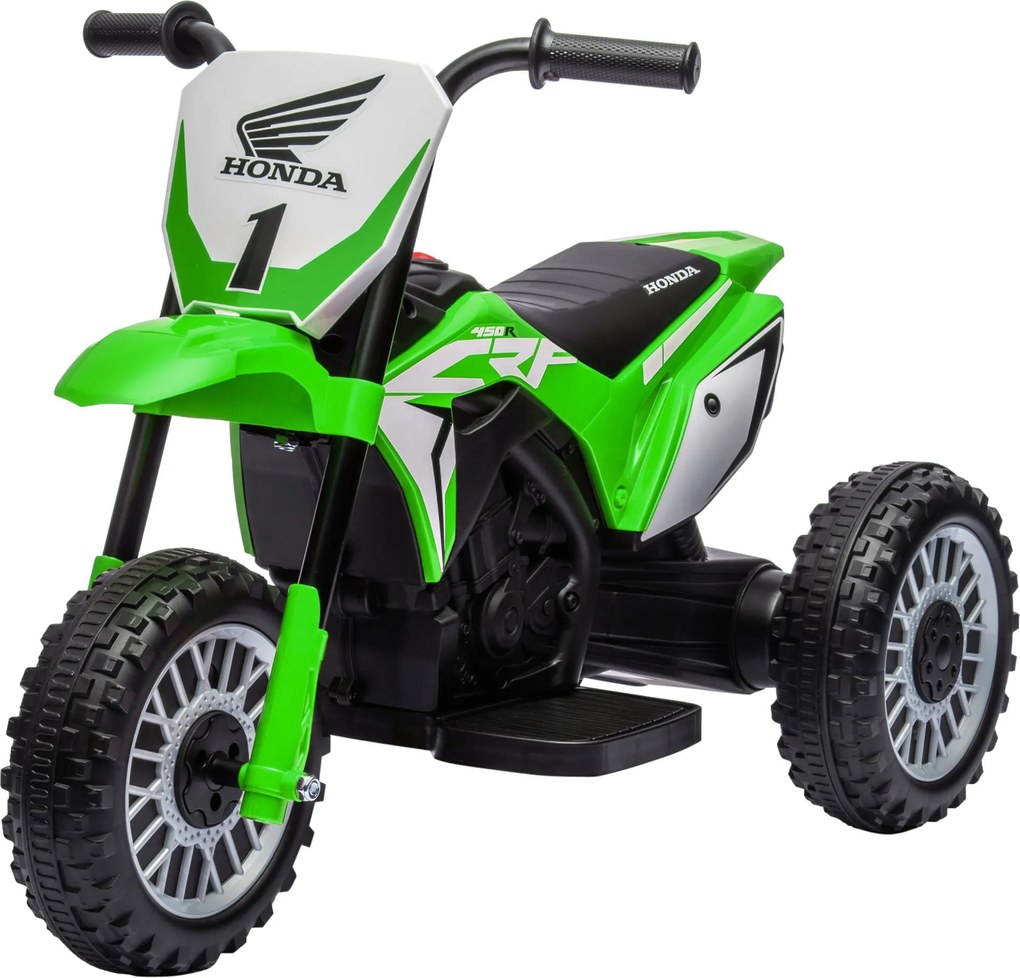 HOMCOM Gyerek Elektromos Motorkerékpár - Elektromos Motorkerékpár Haranggal, Indítási Zenével, Gyermek Elektromos Kerékpár 1,5-3 Éveseknek Zöld | Aoso