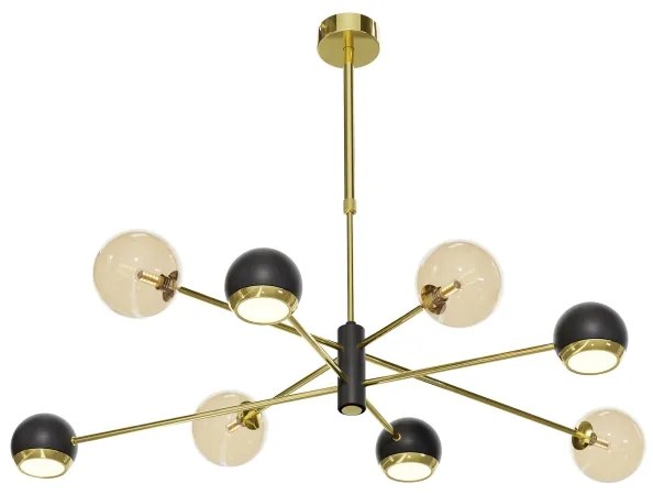 Jupiter 1972 - Csillár rúdon MOKA 4xGU10/10W/230V + 4xG9/10W/230V arany/fekete/bézs