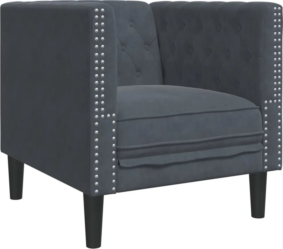 vidaXL sötétszürke bársony Chesterfield kanapé