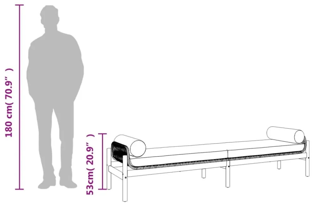 polyrattan akácfa kerti pad fekete párnával