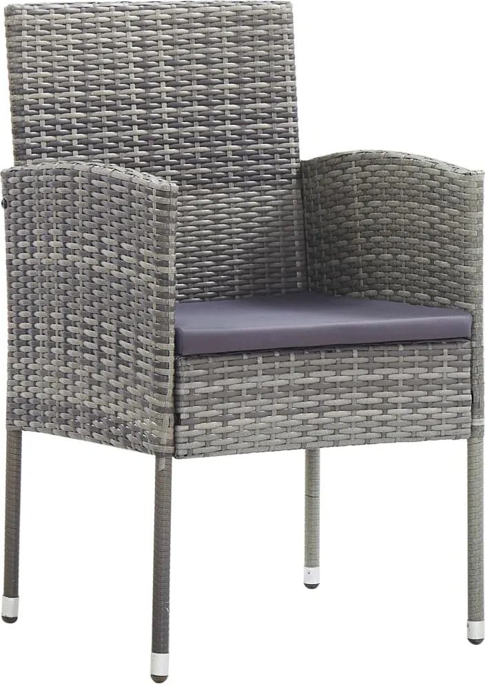 vidaXL 2 db szürke polyrattan kerti szék sötétszürke párnákkal