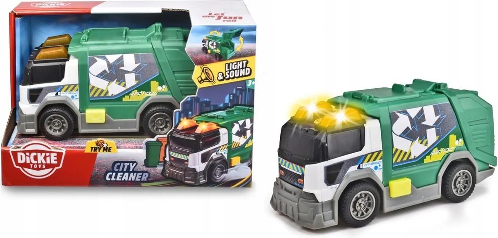 Dickie Toys City Cleaner 15 cm-es kukásautó hanggal és fénnyel Ajándék