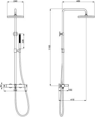 AREZZO design ELEGANT 3 funkciós termosztatikus zuhanyrendszer, szálcsiszolt arany