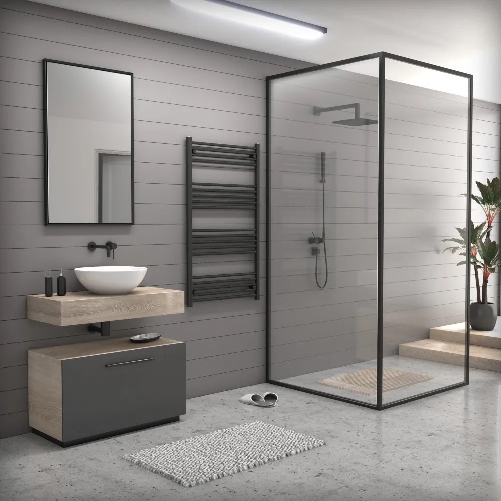 Fekete 750x1300mm törölközőszárítós fürdőszobai radiátor Welland Lux | Készletről | Gyors kiszállítással