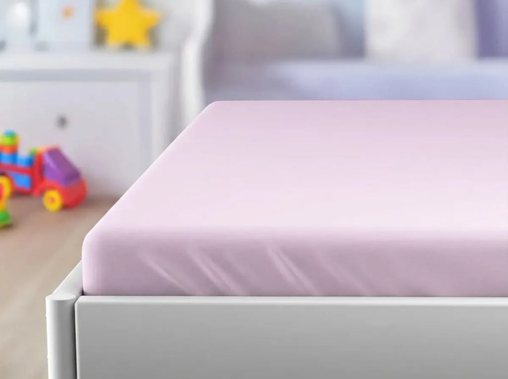 Jersey világoslila lepedő gyerekágyhoz 70 x 140 cm