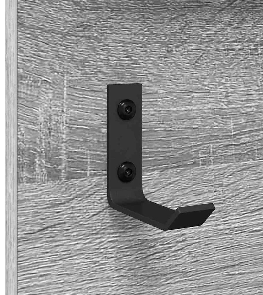 Fali Kabáthorog polcokkal Szürke sonoma 90 x 10 x 50 cm Faanyag