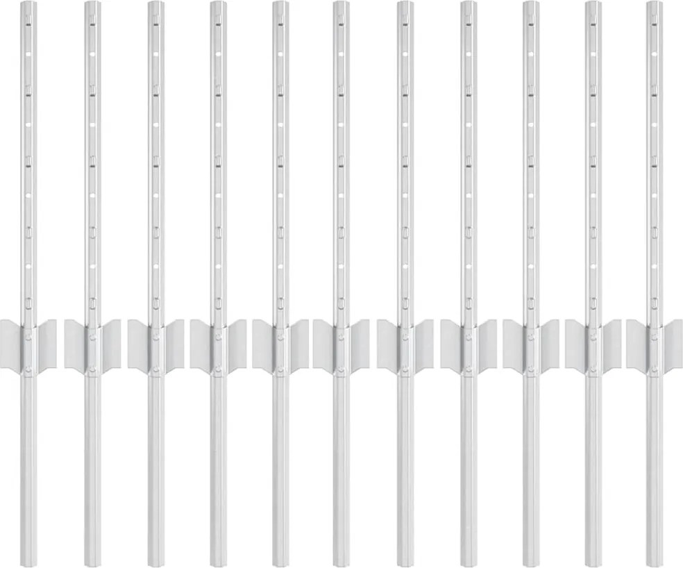 vidaXL Kerítésoszlop 11 pcs Ezüst 40 cm Acél