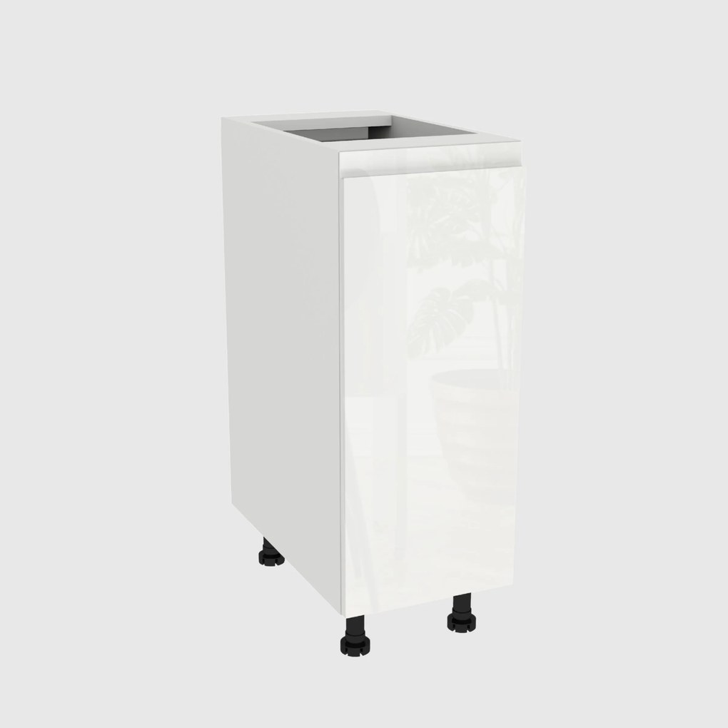 Konyhaszekrény alsó 30 Frezo Fehér front Fogantyú nélküli Fehér Akril Fényes