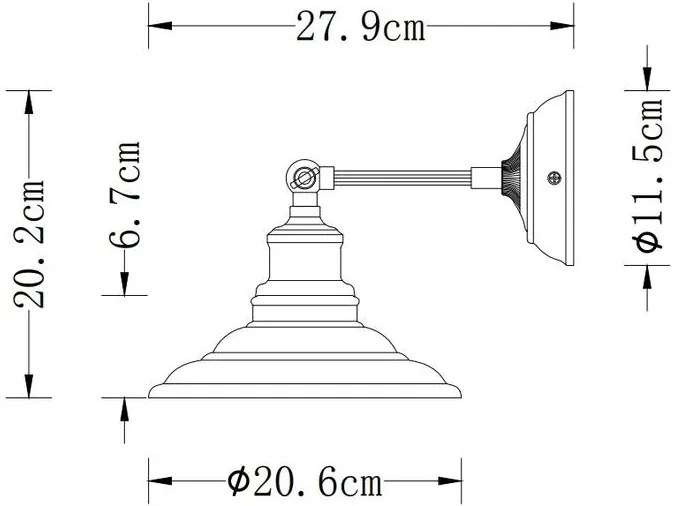 Lámpa Fali lámpatest LORET,7826,AC220-240V,50/60Hz,1*E27,max.40W,IP20,átmérő 20cm,egyes,szürke