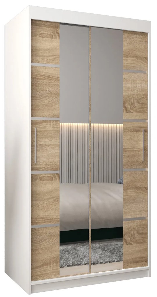 Ruhásszekrény 100 cm Verika 4 100 (fehér + szonoma tölgy). 1064250