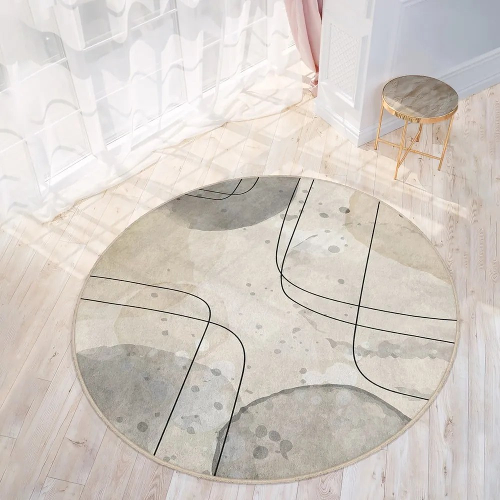 Bézs mosható kerek szőnyeg ø 120 cm Simple Lines – Mila Home
