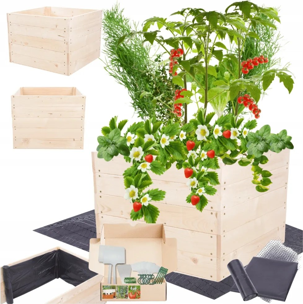 Virágtartó zöldséges ágyás magasított láda impregnált 45x80x80