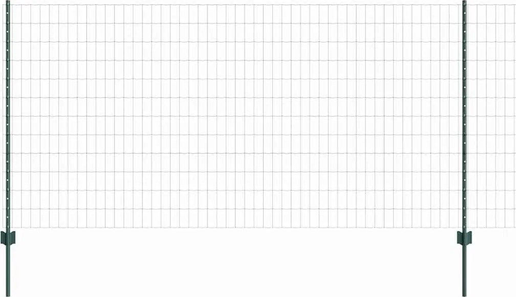 vidaXL Kerítés oszlopokkal Zöld 1,2 x 25 m Acél és PVC