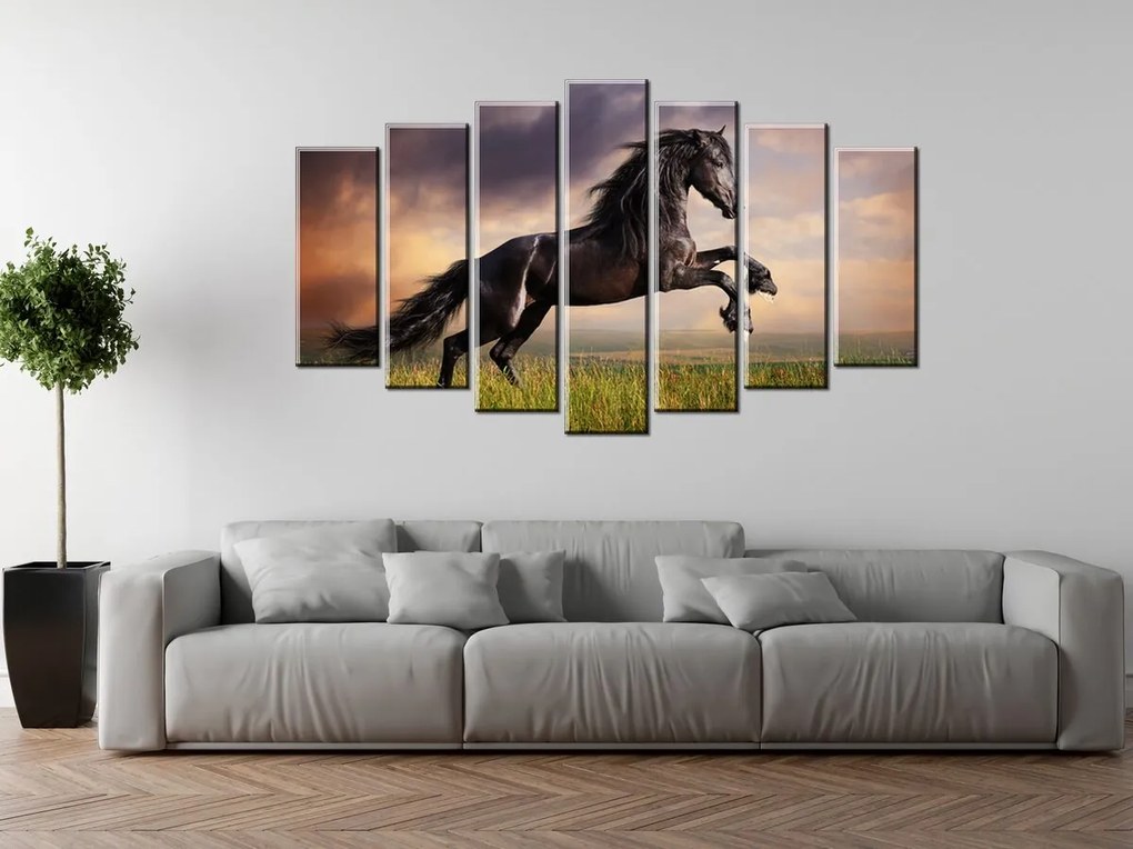 Gario Vászonkép Eros fekete ló - 7 részes Méret: 210 x 100 cm