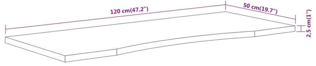 tömör akácfa téglalap alakú asztallap 120 x 50 x 2,5 cm