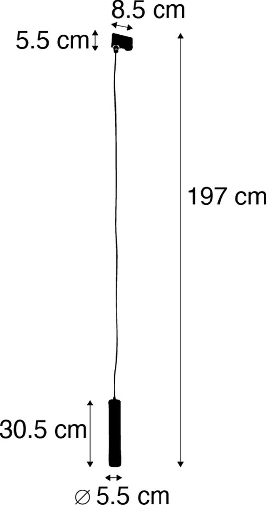Design függőlámpa fekete, 3 fázisú sínadapterrel - 3 fázisú Tuba Small