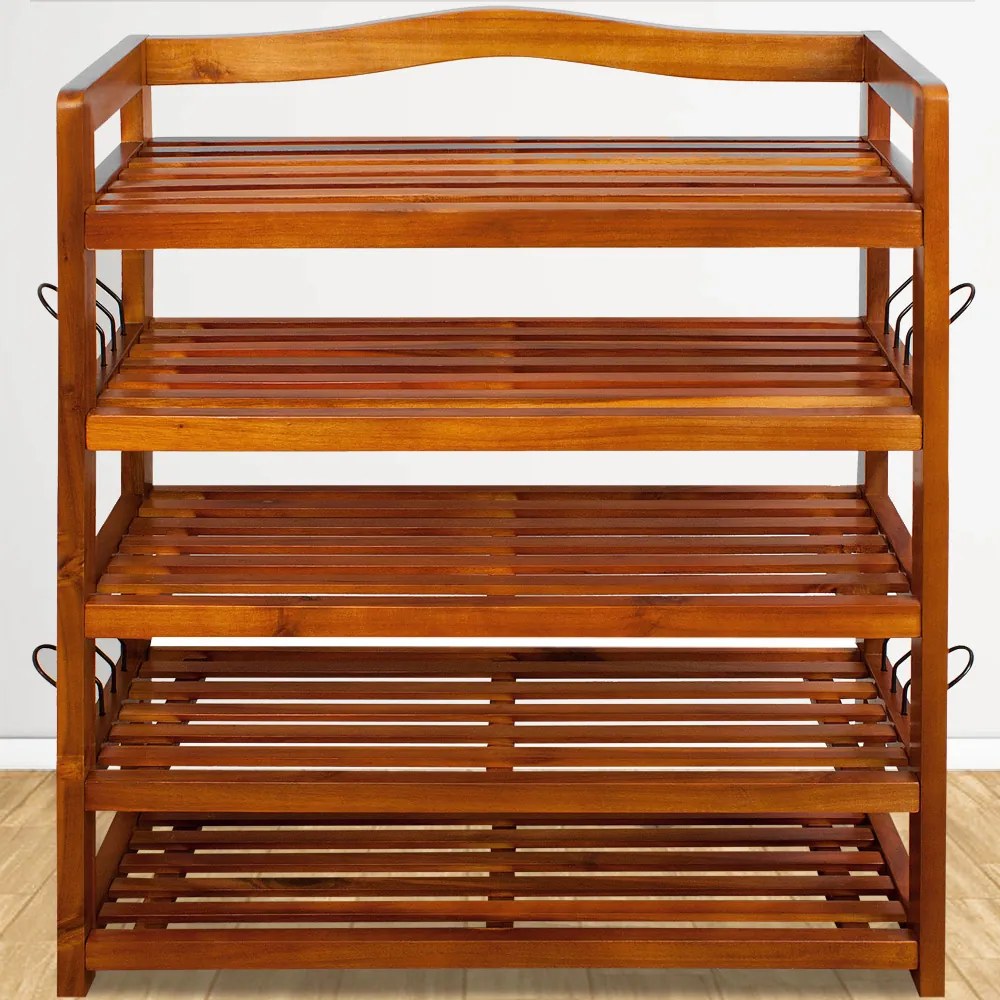 Casaria® Cipőtartó állvány 75x26x82 cm - akácfa