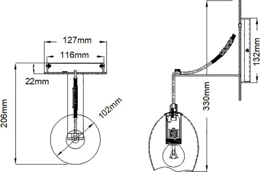 Quintiesse NULA QN-NULA1 Fali lámpa 1x40W/E14 (golf ball)