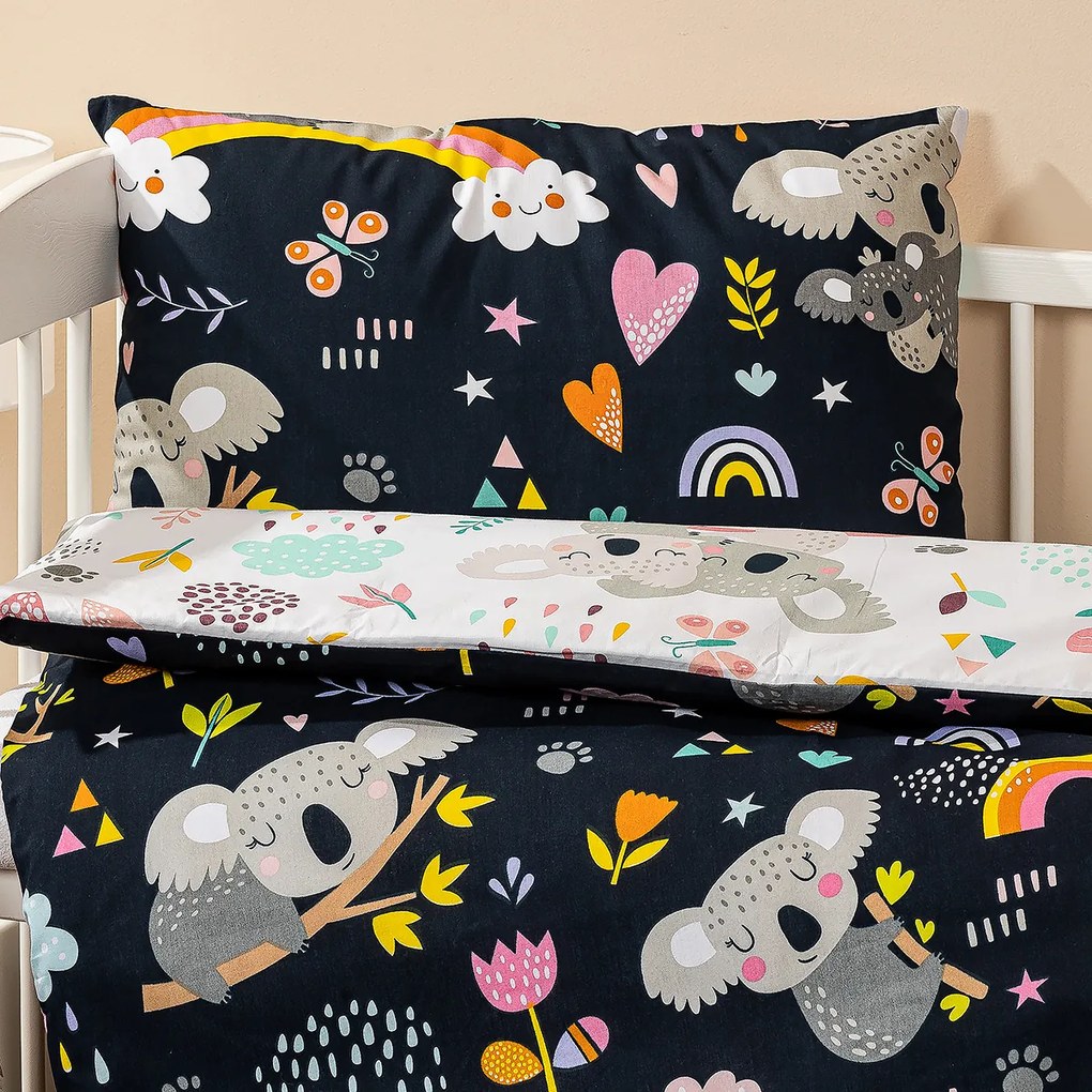 4Home gyermek pamut ágyneműhuzat kiságyba Koala rainbow, 100 x 135 cm, 40 x 60 cm